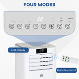 HOMCOM 7000 BTU Air Conditioning Unit, 3-in-1 Portable Air Conditioner, Dehumidifier, Cooling Fan with Remote Control, LED Display, 2 Speeds, 24H Timer, Window Venting Kit, 15m2