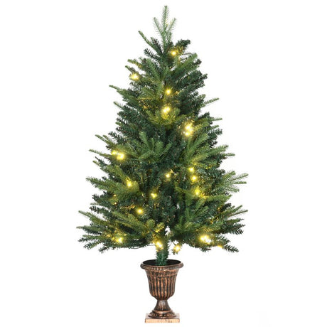 HOMCOM 1.2m 4ft Christmas Tree Entrance Décor 750 Tips Xmas Pre-lit Tree 80 LED with Vase Base