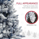 HOMCOM 5ft Flocked Artificial Christmas Tree with 450 Snow Frosted Tips, Metal Stand, Snowy Hinged Xmas Tree, Blue