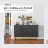 HOMCOM Sideboard with 3 Drawers and Adjustable Shelves for Living Room - Black