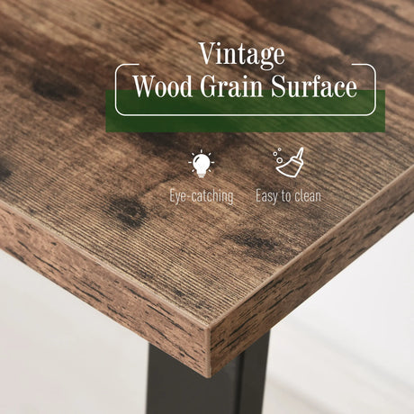 HOMCOM Computer Table, Writing Desk with Steel Frame and Wood Top, Industrial Home Study Table, 115 x 58 x 74.5cm, Rustic Brown and Black