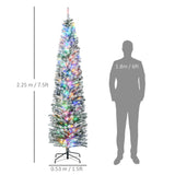 HOMCOM 7.5' Artificial Prelit Christmas Trees Holiday Dcor with Colourful LED Lights, Flocked Tips, Berry, Pine Cone