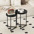 HOMCOM Set of Two Marble-Effect Nest of Tables - Black Marble Effect