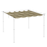 Outsunny Retractable Pergola Shade Cover, Replacement Canopy Fabric for 3 x 3 (m) Pergola, Gazebo Retractable Roof, Tan