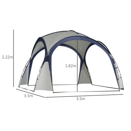 Outsunny Gazebo Party Tent, 3.5x3.5m-Cream/Blue