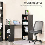 HOMCOM 120cm Modern Computer Desk Bookshelf Study Table Workstation PC Laptop Writing Home Office 6 Shelves Black