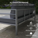 Outsunny Aluminium Three-Seater Garden Bench, with Cushions - Grey