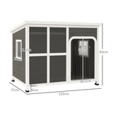 PawHut Wooden Dog House Outdoor with  Asphalt Openable Top, Removable Floor, Clear Front Panel, Curtain, 103 x 77 x 83cm