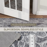 HOMCOM Vintage Area Rug, Non-Slip Washable Rug, Flannel Floor Carpet for Living Room, Bedroom, Dining Room, Home Office, 290 x 200 cm, Grey