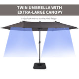 Outsunny 4.6m Garden Parasol Double-Sided Sun Umbrella Patio Market Shelter Canopy Shade with Weight Base, Grey