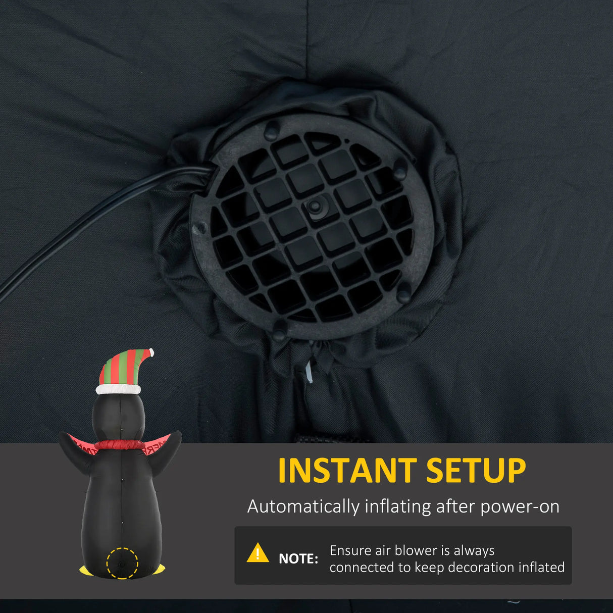 HOMCOM 8ft Inflatable Penguin & Christmas Banner Decoration w/ Inner LED Lights Indoor Outdoor Weather-Resistant Shell Fun Cute