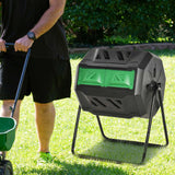 Outsunny 160L 360 Rotating Dual Chamber Composter - Black