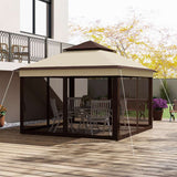 Outsunny 3 x 3(m) Pop Up Gazebo, Height Adjustable Instant Event Shelter with Netting and Carrying Bag, Beige