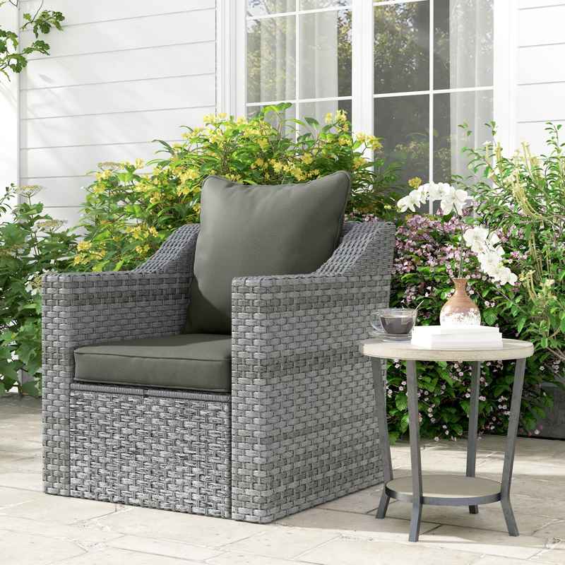 Outsunny Seat and Back Padded Cushion Set - Charcoal Grey