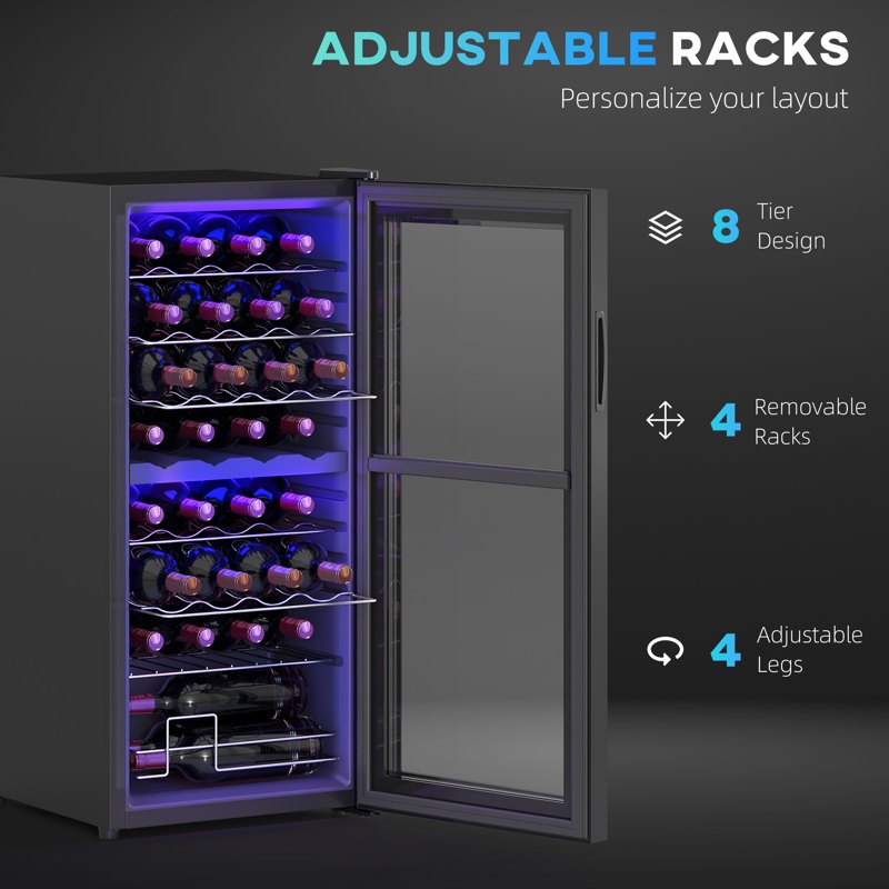 HOMCOM 32 Bottle Dual Zone 5-18C Wine Fridge - Black