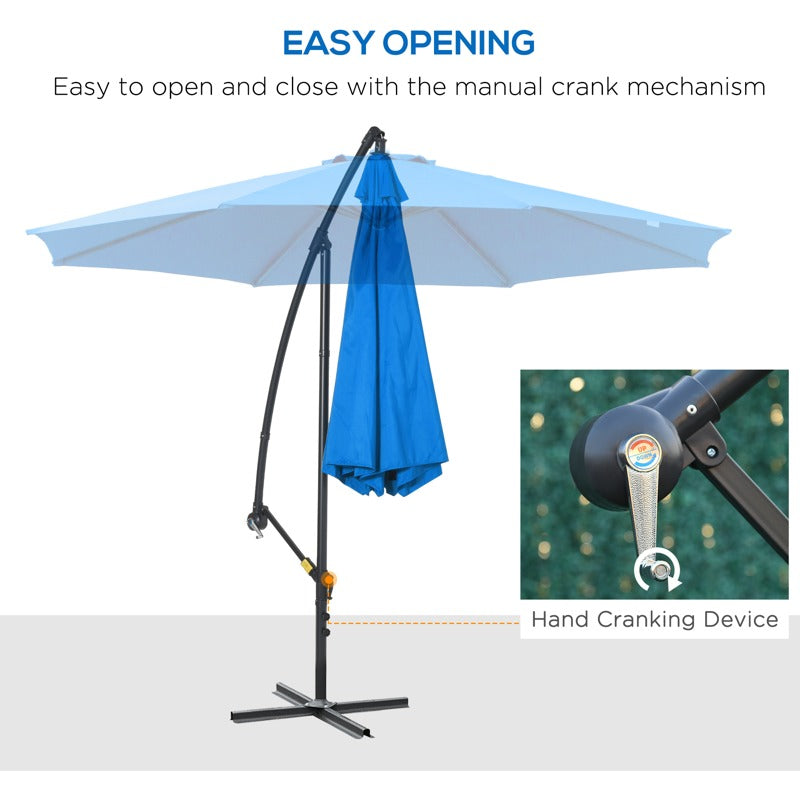 Outsunny 3(m) Offset Cantilever Parasol, with Cross Base - Blue