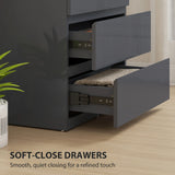 HOMCOM High Gloss Chest of Drawers, 4-Drawer Storage Cabinets, Modern Dresser for Bedroom, Grey