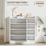 HOMCOM Shoe Storage Cabinet  Two Doors w/ Adjustable 4 Shelves Cupboard Footwear Rack Stand Organiser Hallway White