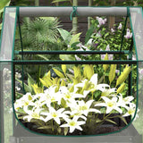 Outsunny Metal Planter Box with Cover, Raised Garden Bed with Greenhouse, for Herbs and Vegetables, Clear and Dark Grey