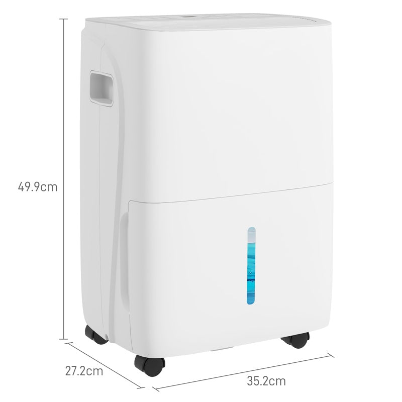 HOMCOM 30L/Day Dehumidifier with Auto-Clean Filter, Continuous Drainage, 4L Water Tank, 24H Timer, Digital Humidity Display, Dehumidifier for Home Damp, Bedroom, Condensation, Mould, Laundry Drying