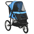 PawHut Dog Pram Dog Stroller Jogger Foldable Pet Pushchair for Medium, Small Dogs, w/ Rubber Wheels, Washable Cushion - Blue