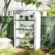 Outsunny Four-Tier Mini Greenhouse - Green/White