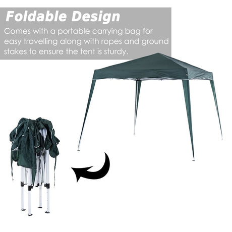 Outsunny 3 M x 3 M Base/ 2.5 M x 2.5 M Top Pop Up Gazebo with Carry Bag, Height Adjustable Slant Leg Party Tent Instant Event Shelter for Garden, Patio, Green