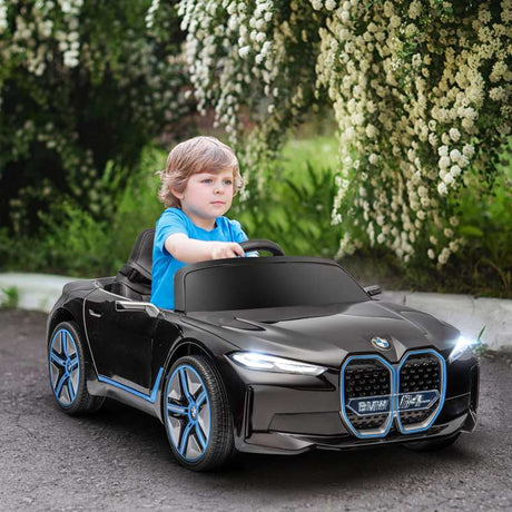 HOMCOM BMW i4 Licensed 12V Kids Electric Ride-On Car, with Remote Control, Portable Battery, Music, Horn, Headlights - Black