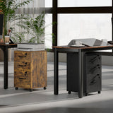 HOMCOM Three Drawer Wood-Effect Filing Cabinet - Rustic Brown