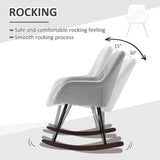 HOMCOM Rocking Chair Reading Accent Armchair with Steel Frame Sponge Padded for Living Room, Dining Room, Office, Balcony, Grey and Black