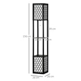 HOMCOM Floor Lamp with Shelves, Dual Light, Modern Tall Standing Lamps for Living Room, Bedroom, with Chain Switch, Bulb not Included, Black