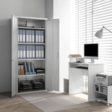 HOMCOM Five Shelf Lockable Steel Office Cabinet - White