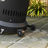 Outsunny 11 KW Freestanding Gas Patio Heater, Adjustable Outdoor Garden Propane Heater with Tip-Over Switch, Wheels, Pulse Ignition, Tank Room with Openable Door, Black