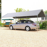 Outsunny 3 x 6m Heavy Duty Carport Garage Car Shelter Galvanized Steel Outdoor Open Canopy Tent Water UV Resistant Waterproof, Grey