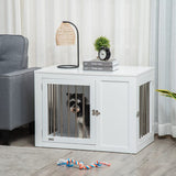 PawHut 2-in-1 Dog Cage and Side Table, with Two Lockable Doors, for Medium Dogs - White