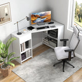 L-Shaped Computer Desk with Storage and Open Shelves for Living Room Bedroom-White