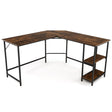 L-Shaped Desk with 2-Tier Storage Shelf for Home