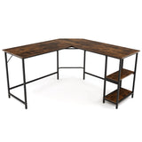 L-Shaped Desk with 2-Tier Storage Shelf for Home