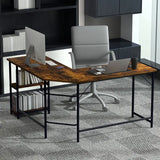 L-Shaped Desk with 2-Tier Storage Shelf for Home