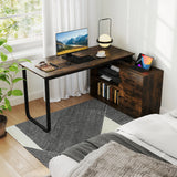 Heavy-duty L Shaped Computer Desk Corner Executive Desk with 3 Drawers-Coffee