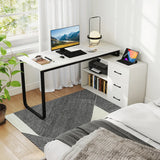 L Shaped Computer Desk Corner Executive Desk with 3 Drawers