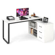 L Shaped Computer Desk Corner Executive Desk with 3 Drawers