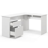 L-Shaped Computer Desk with Letter File Drawer-White