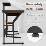 L-shaped Desk Corner Computer Desk with Movable Monitor Stand-Black