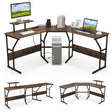 L-shaped Desk Corner Computer Desk with Movable Monitor Stand-Rustic Brown