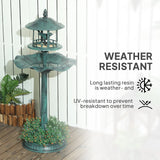 Outsunny 3-in-1 Garden Bird Bath, Freestanding Birdbath with Large Water Basin, Underneath Flower Planter, 50 x 113 cm, Green