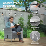 Outsunny 105-150 Reclining Rattan Chair - Light Grey