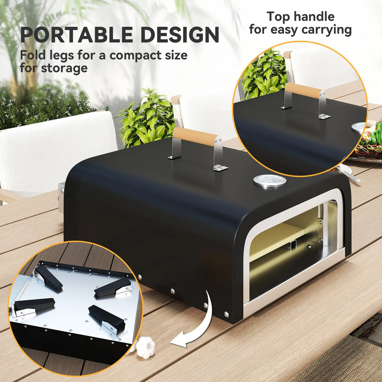 Outsunny Gas Powered 12" Pizza Oven - Black