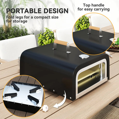 Outsunny Gas Powered 12" Pizza Oven - Black