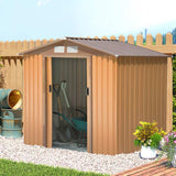 Outsunny 7 x 4ft Lockable Metal Garden Tool Storage Shed Storage - Yellow